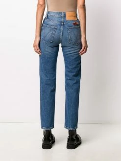 Acheter 🎁 Marc Jacobs Jean droit à détail de patch 👖 jeans droits femme 🤩 8 Marc Jacobs jean droit à détail de patch